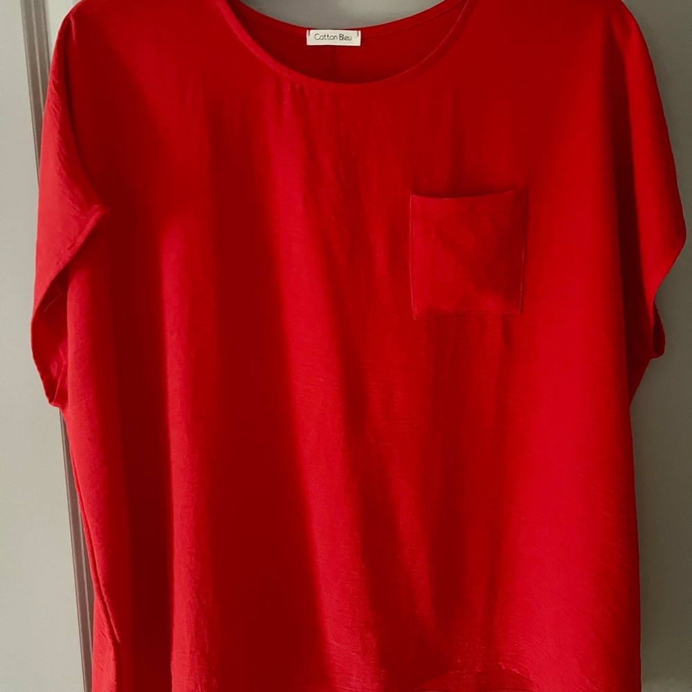 Cotton Bleu Women's Vibrant Red Short Sleeve Top